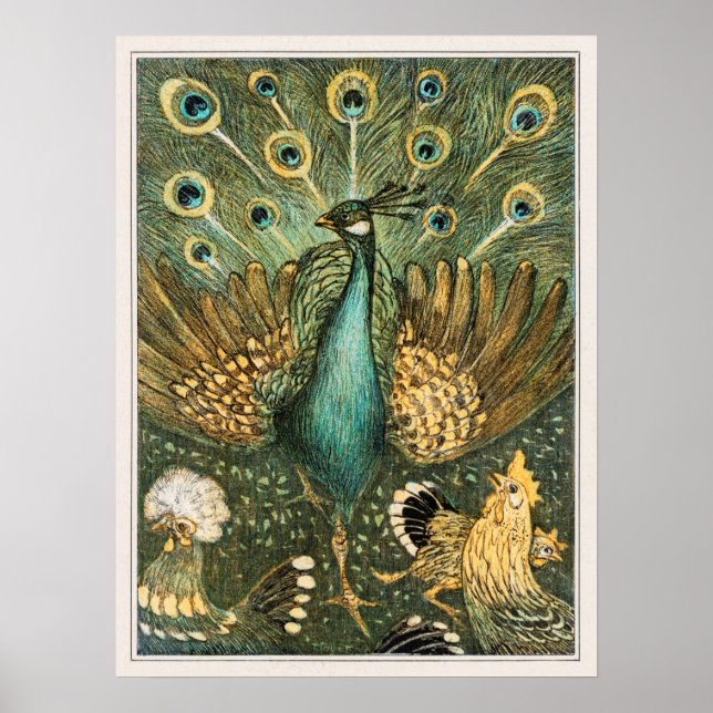 Poster Ilustração de Peacock Vintage (Frente)