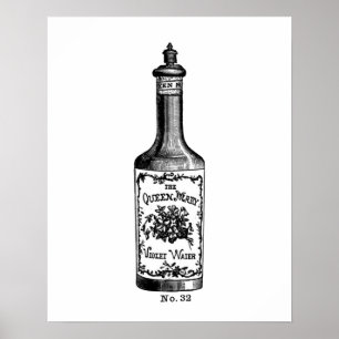 Poster Ilustração de perfume de safra em preto e branco