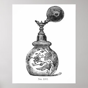 Poster Ilustração de perfume de safra em preto e branco