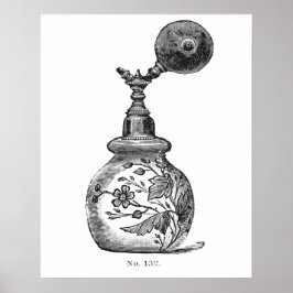 Poster Ilustração de perfume de safra preta e branca