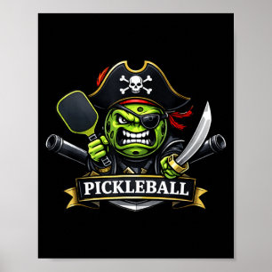 Poster Ilustração de personagem de pirata de pickleball c