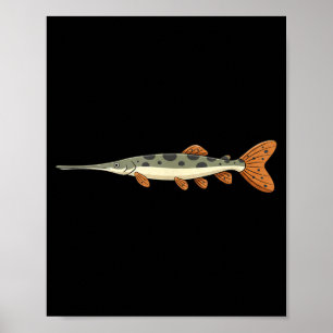 Poster Ilustração de pesca de peixe-agulha para o lago do