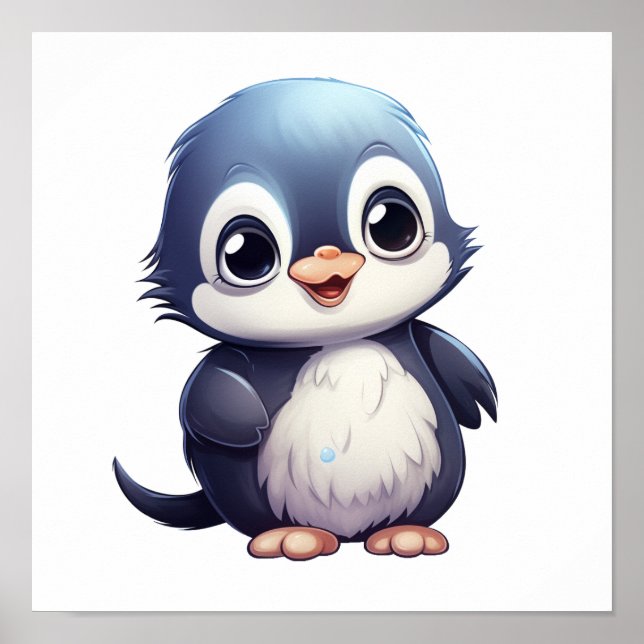 Poster Ilustração de pinguim de desenho animado (Frente)