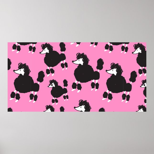 Poster Ilustração de poodle sem soldadura em francês vint (Frente)