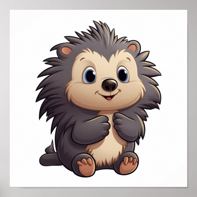 Poster Ilustração de porcupina de desenho animado (Frente)