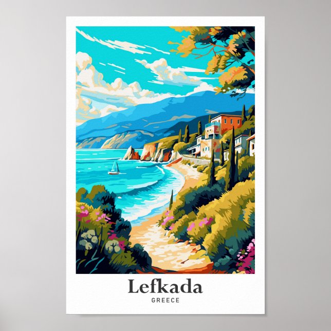 Poster Ilustração de potrato Viagem de Grécia de de Lefka (Frente)