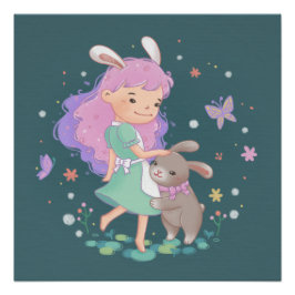 Pôster Ilustração de primavera Bunny Girl