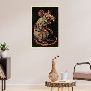 Poster Ilustração de Rato Zumbi Sinistro