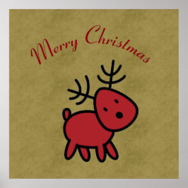 Poster Ilustração de Reinador de Natal Vermelho