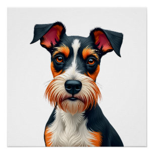 Pôster Ilustração de retrato de cachorro colorido retrô V