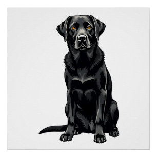 Pôster Ilustração de retrato de cão Labrador Retriever pr