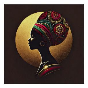 Pôster Ilustração de Retrato de Mulher Africana Elegante