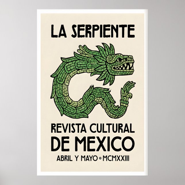 Poster Ilustração de Serpente Arte de Parede Tipografia (Frente)