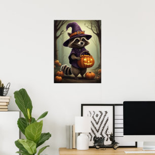 Poster Ilustração de Spooky Halloween Raccoon