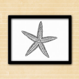 Poster Ilustração de Starfish em preto e branco