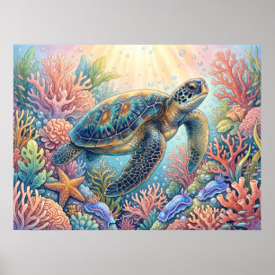 Poster Ilustração de Tartaruga