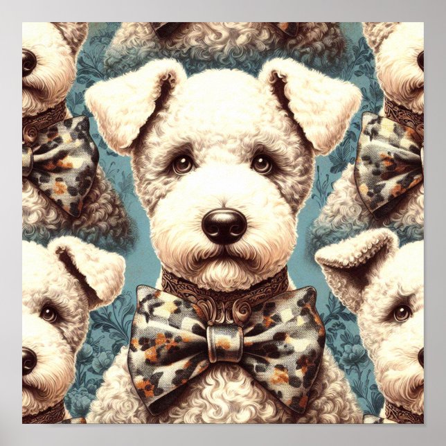 Poster Ilustração de Terrier Bedlington Retro (Frente)