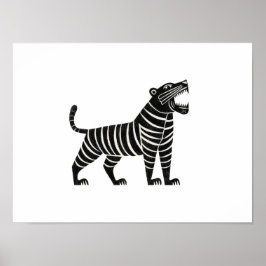 Poster Ilustração de Tigre Listrado – Anima Folclórica Mi