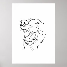 Poster Ilustração de Tinta de Cachorro Golden Retriever F