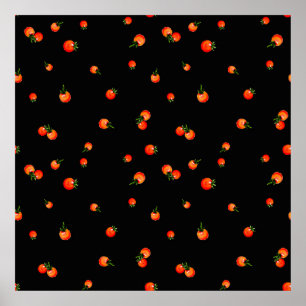 Poster Ilustração de tomate de cereja. Sem costura de Aqu