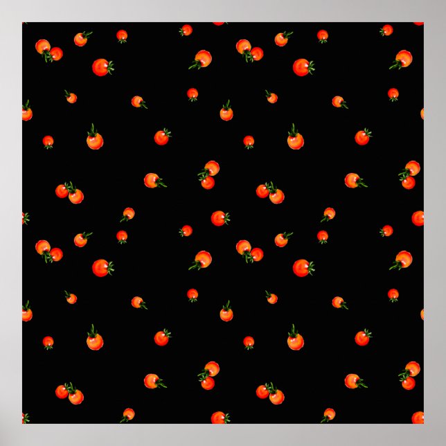 Poster Ilustração de tomate de cereja. Sem costura de Aqu (Frente)