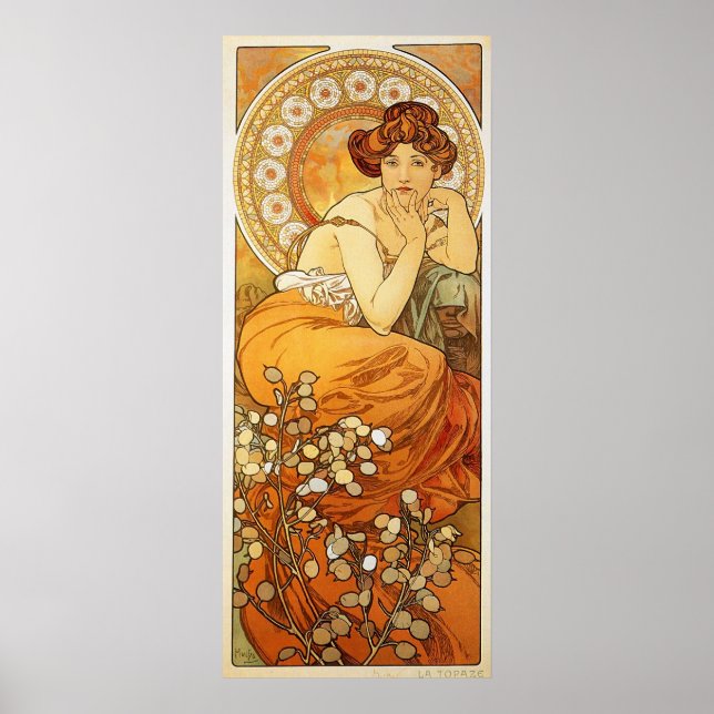 Pôster Ilustração de Topaz por Alphonse Mucha (Frente)