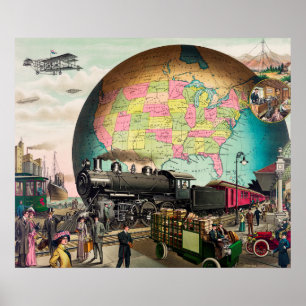 Poster Ilustração de Transporte de Vintage