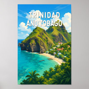 Poster Ilustração de Trinidad e Tobago Viagem Arte Retro