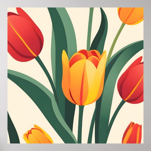 Poster Ilustração de Tulipas Negrito (Frente)