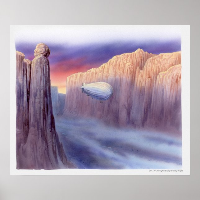 Poster Ilustração de um aeróstato em viagem (Frente)