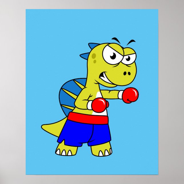 Poster Ilustração De Um Boxing De Espinossauro. (Frente)