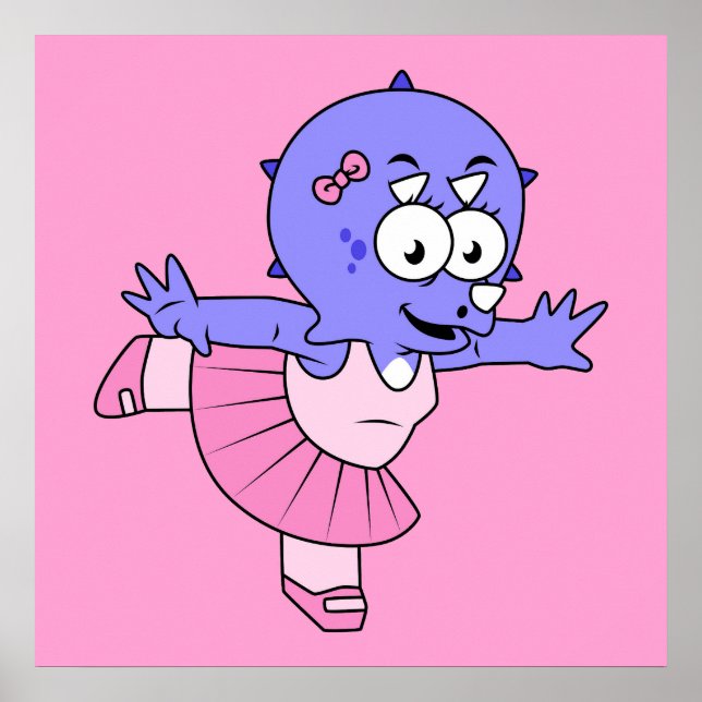 Poster Ilustração De Um Dançarino De Balés Tricerátops. (Frente)