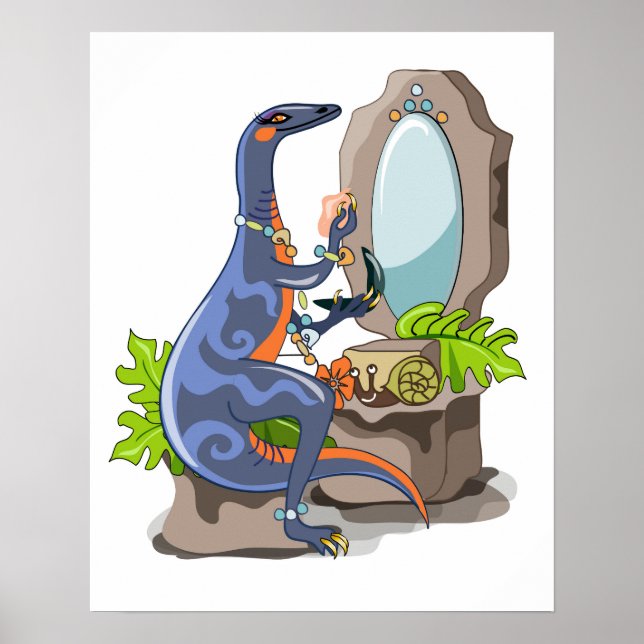 Poster Ilustração De Um Iguanodon Colocando Na Composição (Frente)