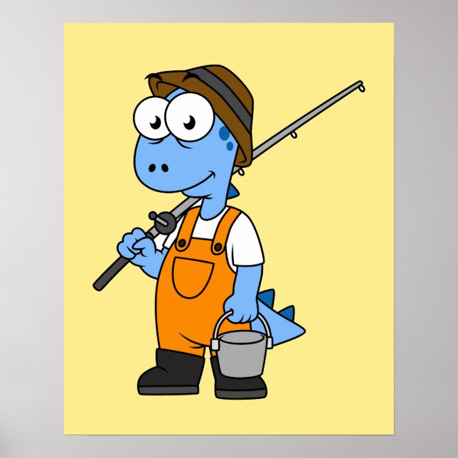 Poster Ilustração De Um Pescador De Allosaurus. (Frente)