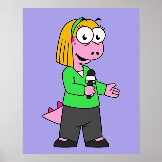 Poster Ilustração De Um Repórter De Notícias Do Allosauru (Frente)