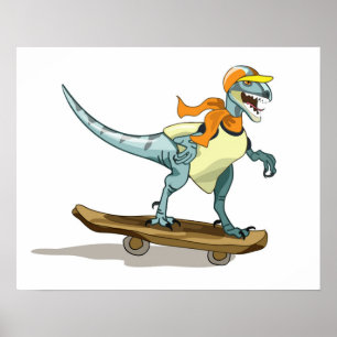 Poster Ilustração De Um Skate De Raptor.