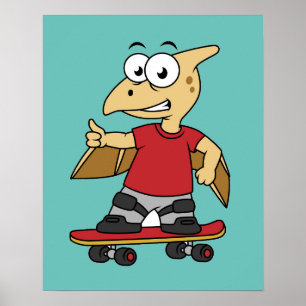 Poster Ilustração De Um Skate Pterossauro.