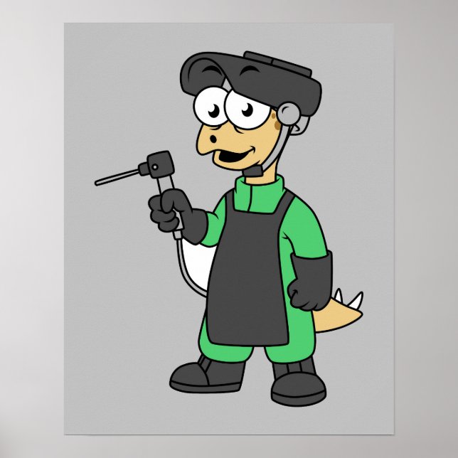 Poster Ilustração De Um Soldador De Estegossauro. (Frente)