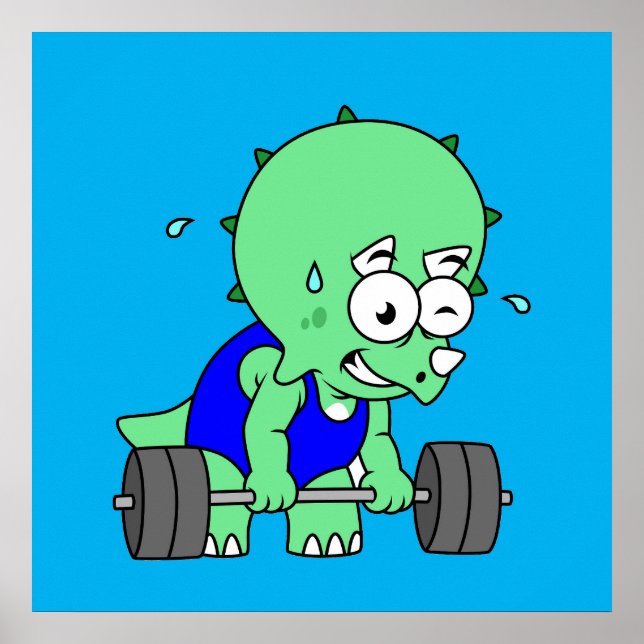 Poster Ilustração De Um Tricerátopo De Pesos. (Frente)