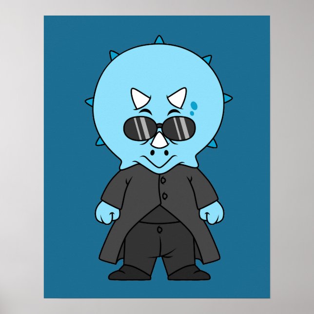 Poster Ilustração De Um Tricerátops Matriz. (Frente)