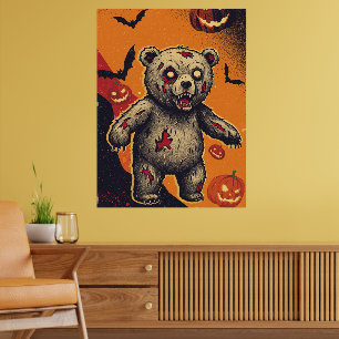 Poster Ilustração de Urso de Pelúcia Assustador de Hallow