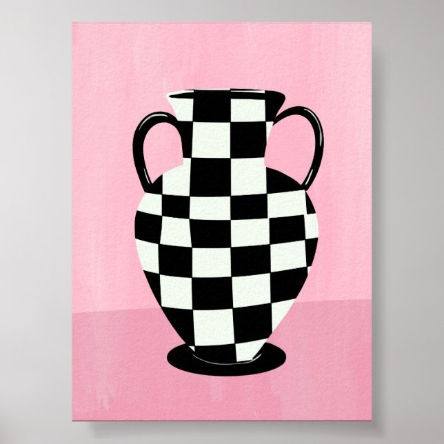 Poster Ilustração de vaso de Abstrato rosa e roxo (Frente)