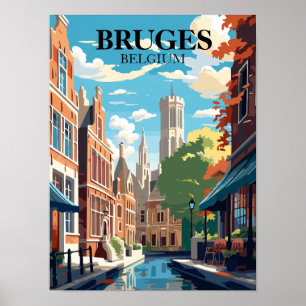 Poster Ilustração de Viagem Bruges Belgium