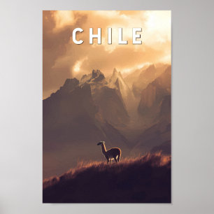 Poster Ilustração de viagem Chile Arte Vintage