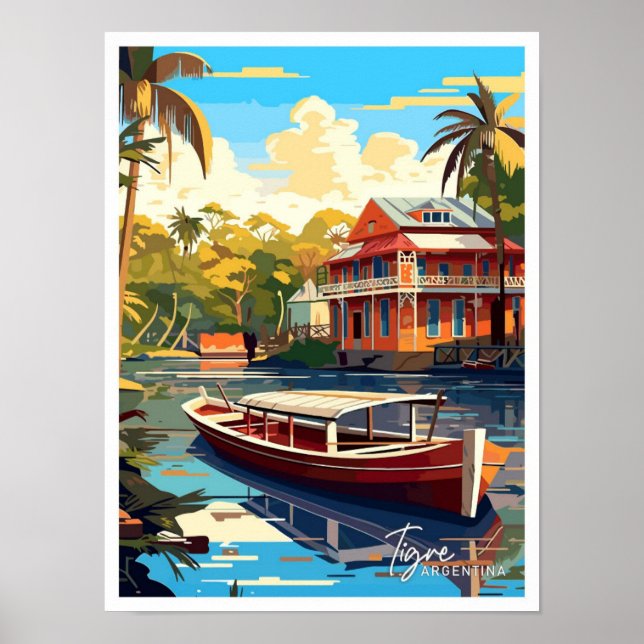 Poster Ilustração de Viagem da Argentina de Tigre (Frente)