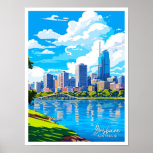 Poster Ilustração de Viagem da Austrália Brisbane
