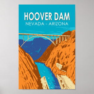 Poster Ilustração de viagem da Barragem Hoover Arizona Ne