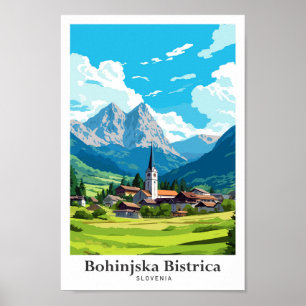 Poster Ilustração de Viagem da Bohinjska Bistrica Eslovên
