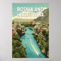 Ilustração de viagem da Bósnia e Herzegovina Arte