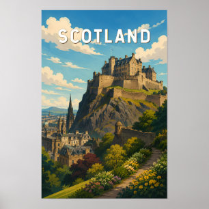 Poster Ilustração de viagem da Escócia Reino Unido Arte